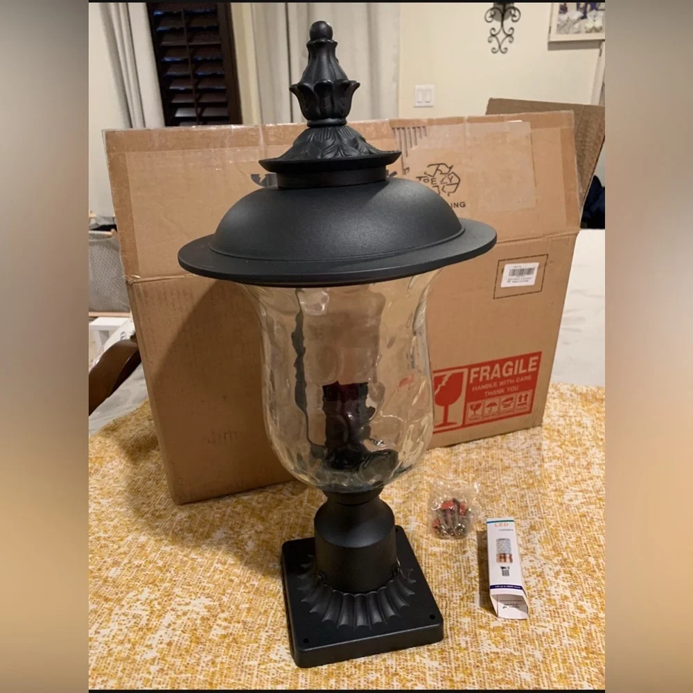 Dalksdci Outdoor Post-light Exterior Pillar Light W/3inch Pier Mount Base